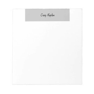 Bloc De Notas El nombre moderno simple llano del blanco gris