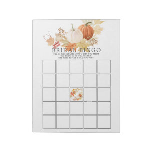 Bloc De Notas El otoño deja a las calabazas juego de bingo de du