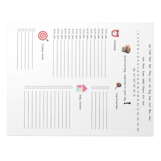 Bloc De Notas El planificador diario cotidiano (Frente)