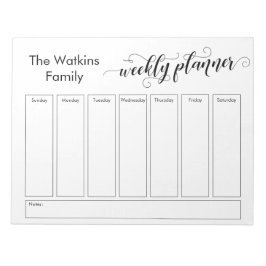 Bloc De Notas Elaborar guión Planner semanal blanco simple