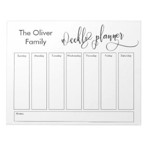Bloc De Notas Elaborar guión Planner semanal simple, blanco