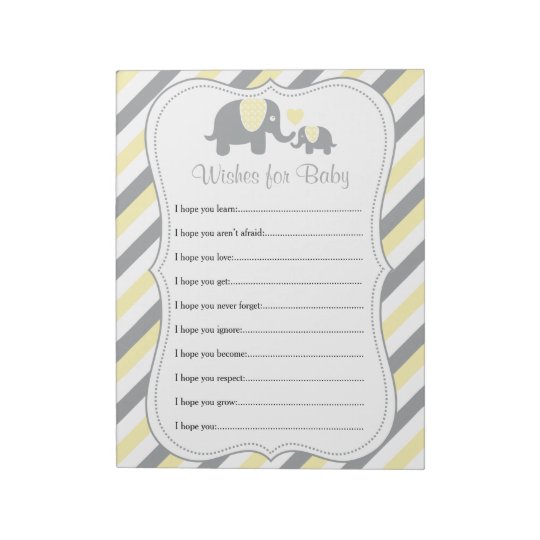 Bloc De Notas Elefante Amarillo Y Gris Baby Shower Deseos De