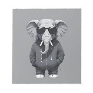 Bloc De Notas Elefante con Hoodie Funny Vector Animal Guay