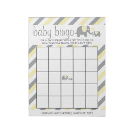 Bloc De Notas Elefante de banda amarilla y gris Baby Shower - Bi