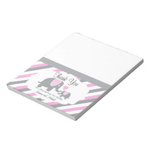 Bloc De Notas Elefante de franjas rosadas y grises   Candy Toppe