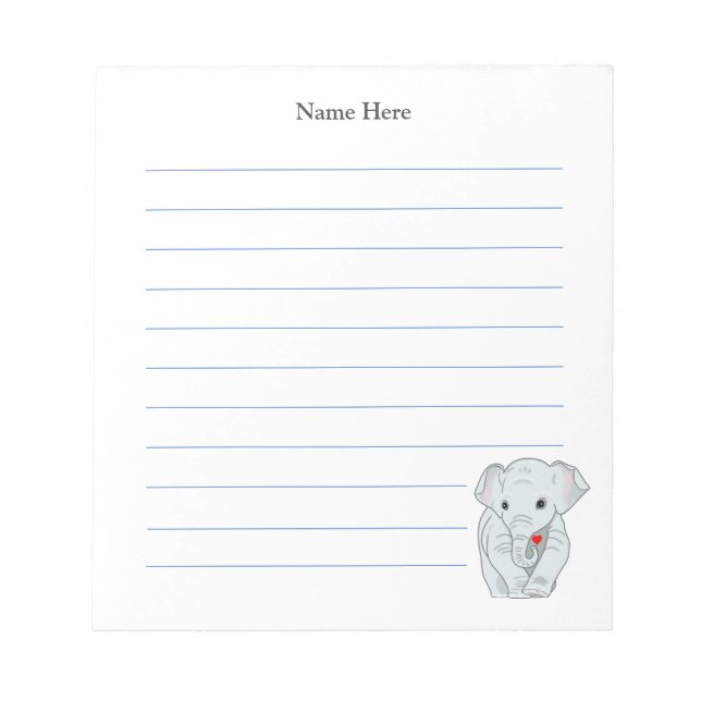 Bloc De Notas Elefante lindo rayado (Frente)