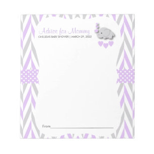 Bloc De Notas Elefante morado y gris Baby Shower - Asesoramien