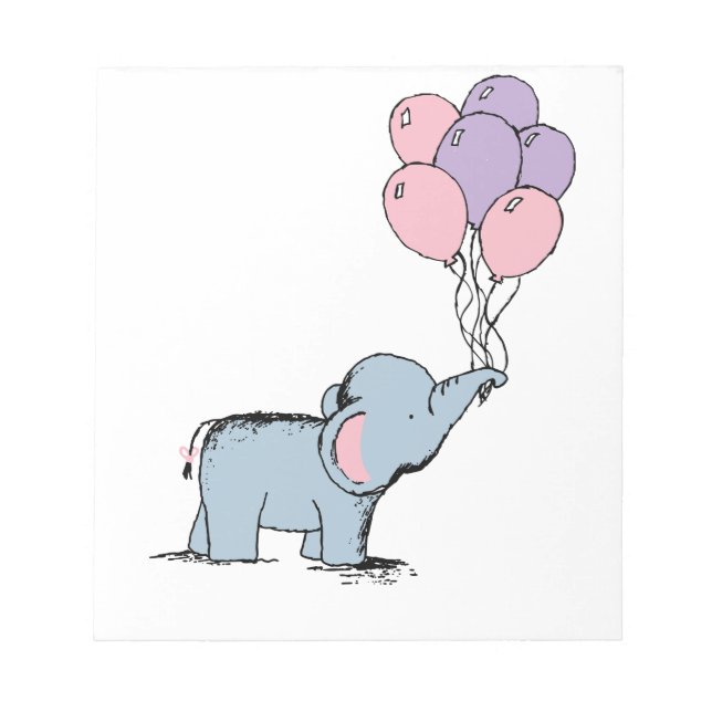 Bloc De Notas elefante Pastel acuarela Bunch de Balloo (Frente)