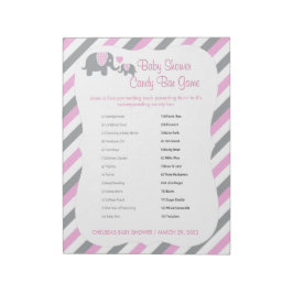 Bloc De Notas Elefante rosa, blanco y gris Baby Shower - Juego 2