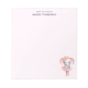 Bloc De Notas Elefante rosa y gris suave Ballerina