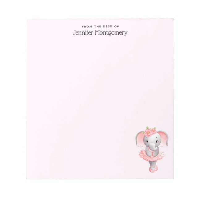 Bloc De Notas Elefante rosa y gris suave Ballerina (Frente)