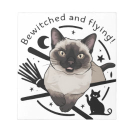 Bloc De Notas Elegancia de Halloween: El gato volador siamés