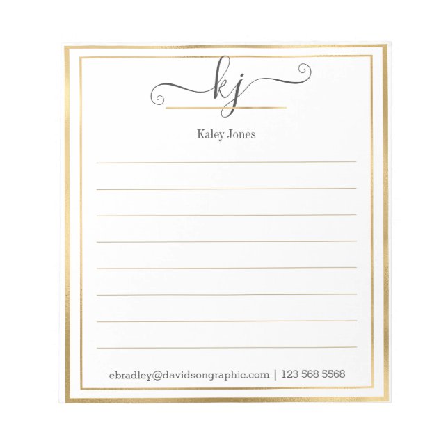 Bloc De Notas Elegant 2 Monogram Script From The Desk Of (Frente)