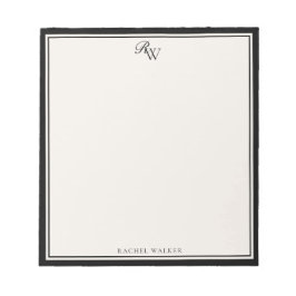 Bloc De Notas Elegant Black and Ivory Monogram Two Border