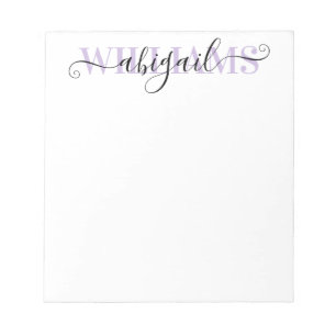 Bloc De Notas Elegant Black Purple Calligraphy Script Name