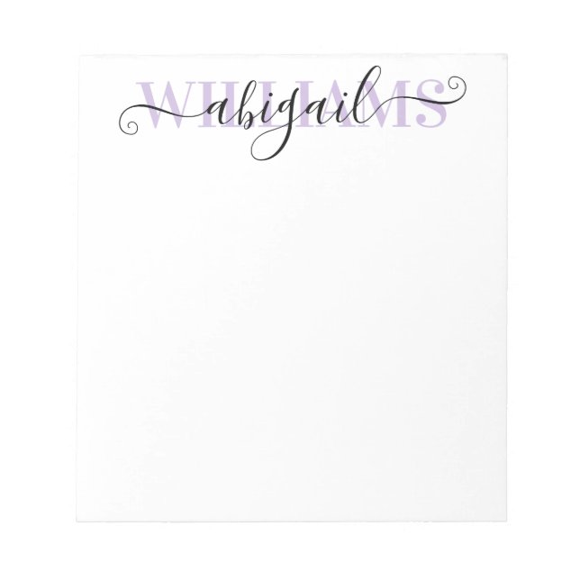 Bloc De Notas Elegant Black Purple Calligraphy Script Name (Frente)