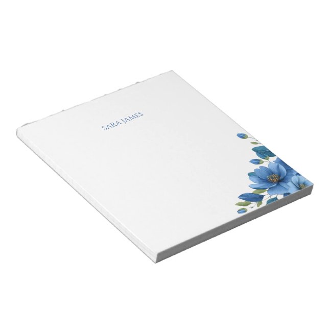 Bloc De Notas Elegant Blue Floral Personal Stationery Notepad (Lado Derecho)