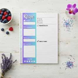 Bloc De Notas Elegant Blue & White Sheets | Refill Recipe Pages