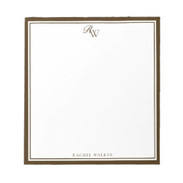 Bloc De Notas Elegant Brown Monogram Two Border