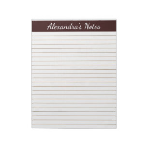 Bloc De Notas Elegant Chocolate Brown 8.5x11 Letter Personalized