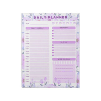 Bloc De Notas Elegant Floral Daily Planner Notepad