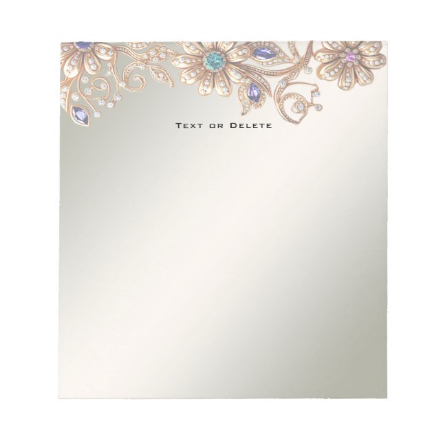 Bloc De Notas Elegant Gold Jewel Flowers Notepad (Frente)
