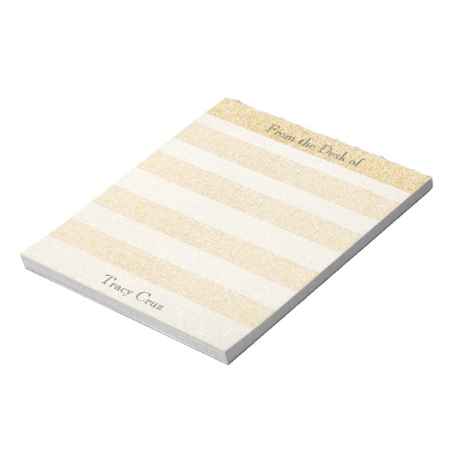 Bloc De Notas Elegant Gold Striped Custom Notes (Lado Izquierdo)