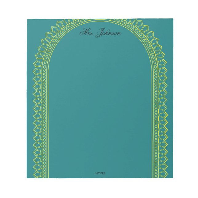 Bloc De Notas Elegant Golden Frame Teacher Notepad (Frente)