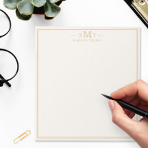 Elegant Ivory Gold Three Letter Monogram