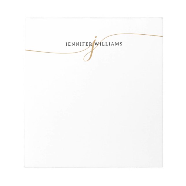 Bloc De Notas Elegant Minimalist Gold Script Monogram (Frente)