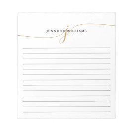 Bloc De Notas Elegant Minimalist Gold Script Monogram Lined