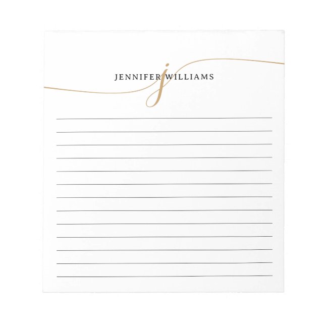 Bloc De Notas Elegant Minimalist Gold Script Monogram Lined (Frente)