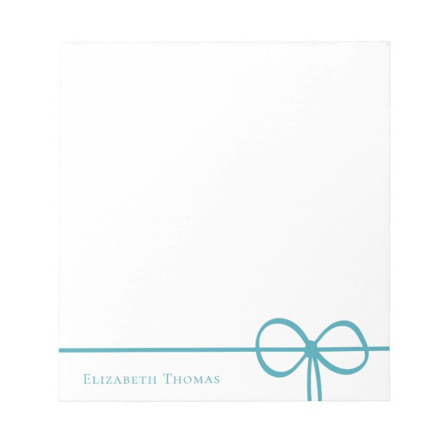 Bloc De Notas Elegant Modern Minimalist Stylish Blue Bow (Frente)