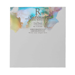 Bloc De Notas Elegant Monogram Name Info Marble Business Notepad