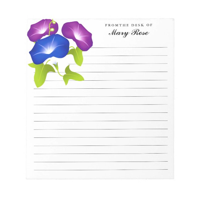 Bloc De Notas Elegant Morning Glory Flowers Personalized (Frente)