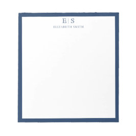 Bloc De Notas Elegant Navy Blue Border Monogram