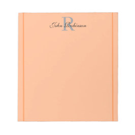 Bloc De Notas Elegant Orange Monogram Notepad