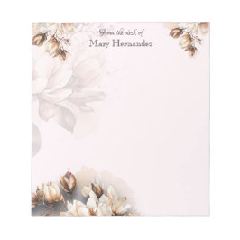 Bloc De Notas Elegant Pale Pink Floral Custom