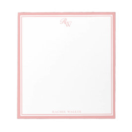 Bloc De Notas Elegant Pink Monogram Two Border