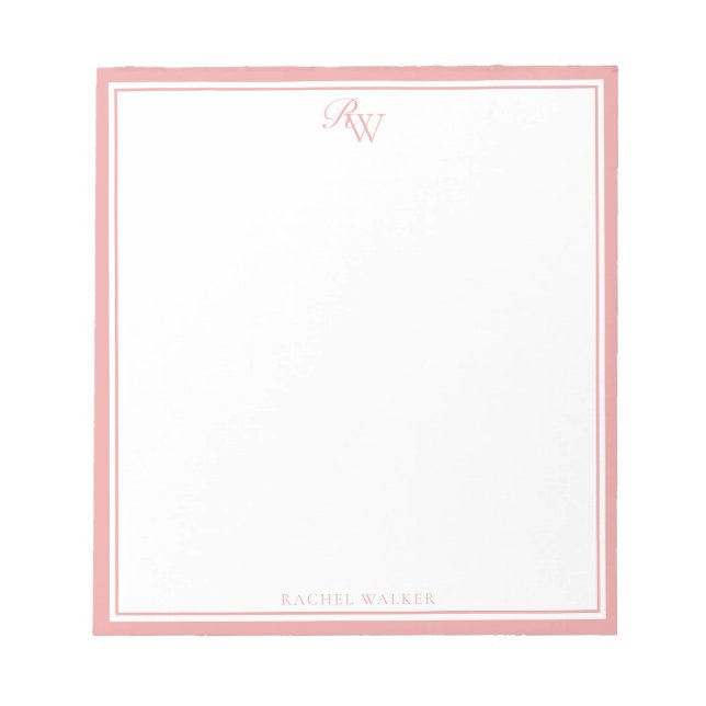 Bloc De Notas Elegant Pink Monogram Two Border (Frente)