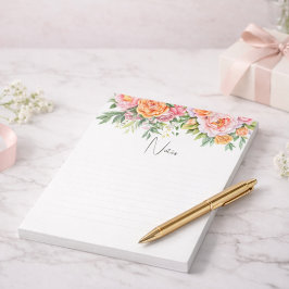 Bloc De Notas Elegant Pink Peonies Floral Notepad