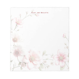 Bloc De Notas Elegant Pink White Floral Notepad