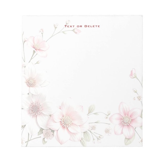 Bloc De Notas Elegant Pink White Floral Notepad (Frente)