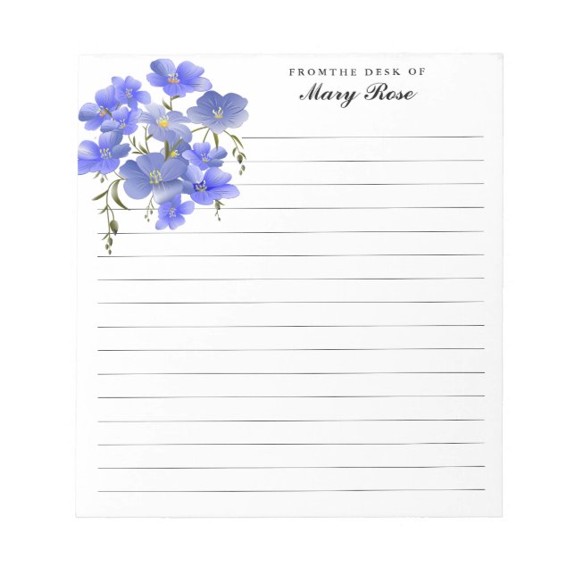 Bloc De Notas Elegant Pretty Purple Flowers Personalized (Frente)