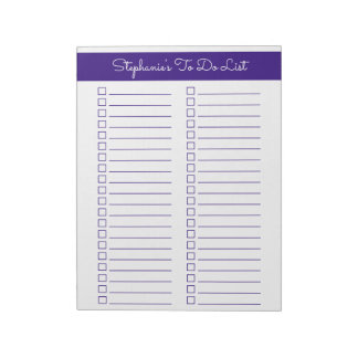 Bloc De Notas Elegant Purple 8.5x11 Two Column Checklist