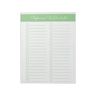 Bloc De Notas Elegant Sage Green 8.5x11 Two Column Checklist