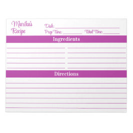 Bloc De Notas Elegant Script Dark Pink 8.5x11 Recipes