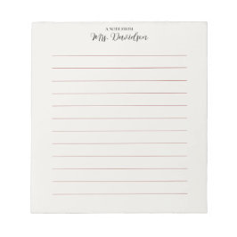 Bloc De Notas Elegant Smooth Lines Teacher Notepad