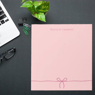 Bloc De Notas Elegant Stylish Cute Pink Bow Professional