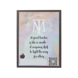 Bloc De Notas Elegant Teacher Quote Notepad with QR Code
